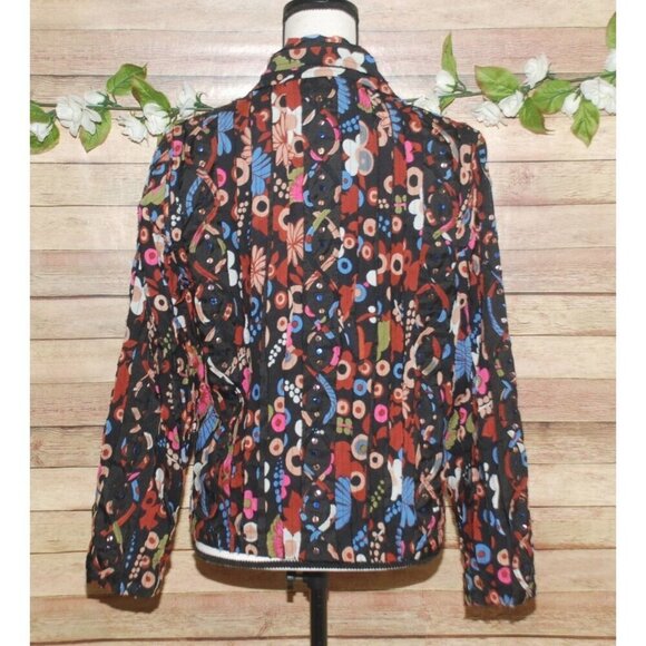 Sara Studio Colorful Bold Retro Size XL Lightweight Shacket Button Front Sequin - Picture 7 of 10